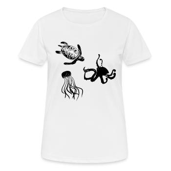 animaux animaux marins nature sous-marine motif - T-shirt respirant Femme - blanc - Devant - AI Model Female 172 dark (172cm)