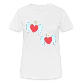 Cœurs protecteurs à motif d’ange - T-shirt respirant Femme - blanc - Devant - AI Model Female 172 dark (172cm)