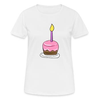 gâteau gâteau bougie anniversaire - T-shirt respirant Femme - blanc - Devant - AI Model Female 172 dark (172cm)
