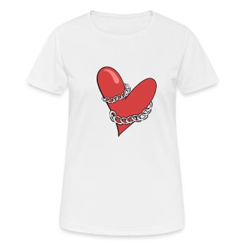 ketten gefangenes rotes herz liebe - Frauen T-Shirt atmungsaktiv - Weiß - Vorne - AI Model Female 172 dark (172cm)