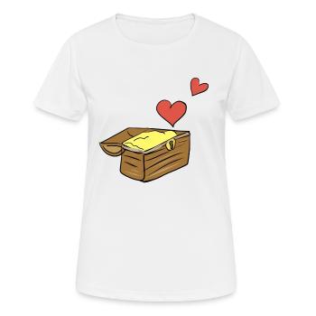 coffre au trésor symbole cœurs au trésor rouge - T-shirt respirant Femme - blanc - Devant - AI Model Female 172 dark (172cm)