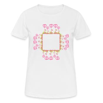 cadre carré fleurs carré naturel - T-shirt respirant Femme - blanc - Devant - AI Model Female 172 dark (172cm)