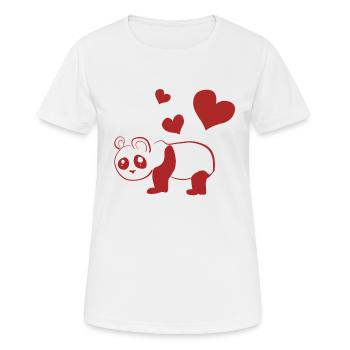 Panda cœurs rouges animal amour animal - T-shirt respirant Femme - blanc - Devant - AI Model Female 172 dark (172cm)