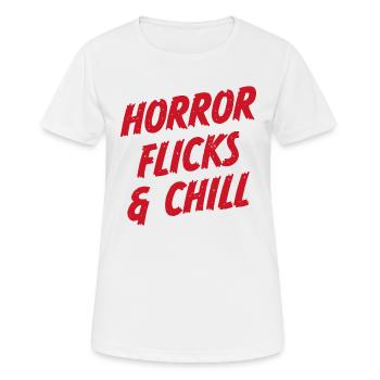 Horrorfilme und Chill - Frauen T-Shirt atmungsaktiv - Weiß - Vorne - AI Model Female 172 dark (172cm)