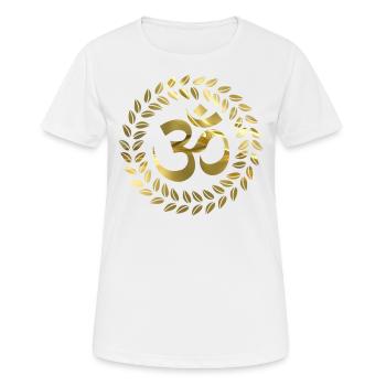 OM - Frauen T-Shirt atmungsaktiv - Weiß - Vorne - AI Model Female 172 dark (172cm)