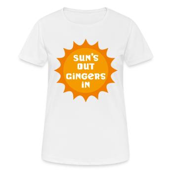 Sonnen raus Ingwer rein - Frauen T-Shirt atmungsaktiv - Weiß - Vorne - AI Model Female 172 dark (172cm)