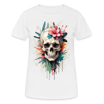 Woman skull with flowers, flowery skull - Women's Breathable T-Shirt - white - Front - AI Model Female 172 dark (172cm)