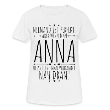 Anna perfekt - Frauen T-Shirt atmungsaktiv - Weiß - Vorne - AI Model Female 172 dark (172cm)