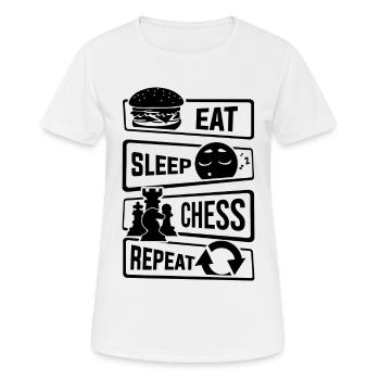 Eat Sleep Chess Repeat - Schach Schachmatt Taktik - Frauen T-Shirt atmungsaktiv - Weiß - Vorne - AI Model Female 172 dark (172cm)