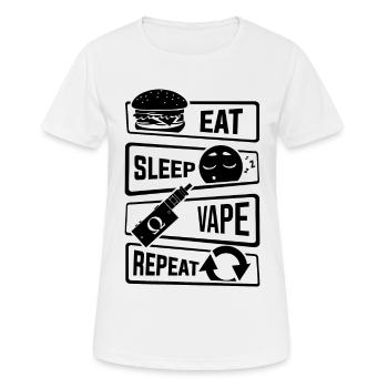 Eat Sleep Vape Repeat - Vaping Vapor Subohm Liquid - Women's Breathable T-Shirt - white - Front - AI Model Female 172 dark (172cm)