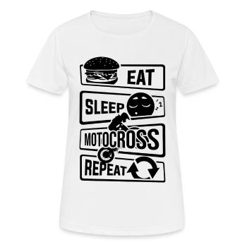 Eat Sleep Motocross Répétition - Motorsport Motorrad - T-shirt respirant Femme - blanc - Devant - AI Model Female 172 dark (172cm)