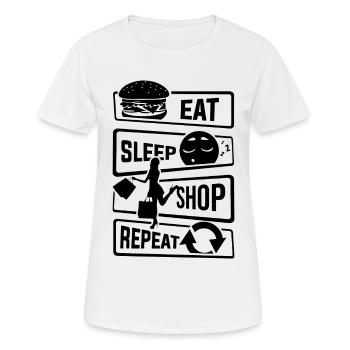 Eat Sleep Shop Repeat - Purchase Shoes Business - Women's Breathable T-Shirt - white - Front - AI Model Female 172 dark (172cm)