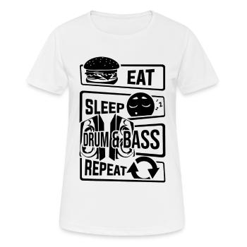 Mangez Sleep Drum & Bass Répétez - Party Festival Beat - T-shirt respirant Femme - blanc - Devant - AI Model Female 172 dark (172cm)