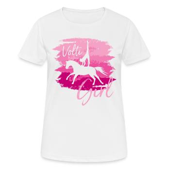 Volti Girl Pferdesport Voltigieren by TinaShirts - Frauen T-Shirt atmungsaktiv - Weiß - Vorne - AI Model Female 172 dark (172cm)