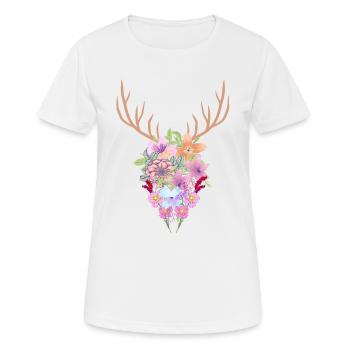 Blumen Geweih - Frauen T-Shirt atmungsaktiv - Weiß - Vorne - AI Model Female 172 dark (172cm)