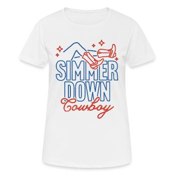 Laisser mijoter vers le bas Cowboy - T-shirt respirant Femme - blanc - Devant - AI Model Female 172 dark (172cm)