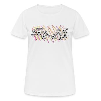 Fußbälle, Fußballfan-Streetwear - Frauen T-Shirt atmungsaktiv - Weiß - Vorne - AI Model Female 172 dark (172cm)