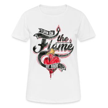 COEUR DE FLAMMES - Romantique cadeau chaud - T-shirt respirant Femme - blanc - Devant - AI Model Female 172 dark (172cm)