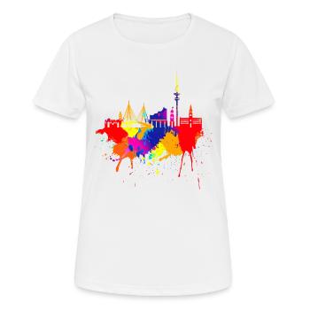 Hamburg Skyline Colorful Colors Painting Art Pearl - Women's Breathable T-Shirt - white - Front - AI Model Female 172 dark (172cm)