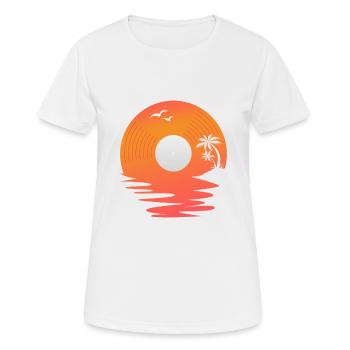 Vinyl Record Retro Sea Sunset DJ Gift - Women's Breathable T-Shirt - white - Front - AI Model Female 172 dark (172cm)