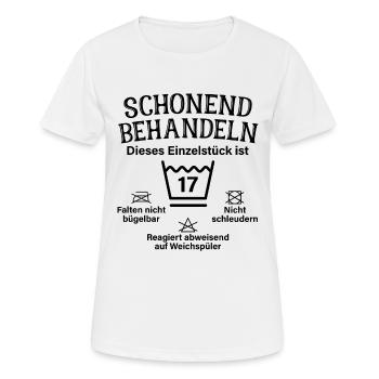 Schonend Behandeln 17. Geburtstag Einzelstück 17 - Frauen T-Shirt atmungsaktiv - Weiß - Vorne - AI Model Female 172 dark (172cm)