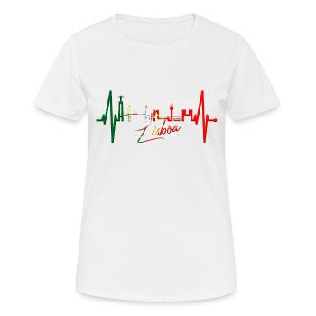 Lissabon Skyline Herzschlag Portugal I Love Lisboa - Frauen T-Shirt atmungsaktiv - Weiß - Vorne - AI Model Female 172 dark (172cm)