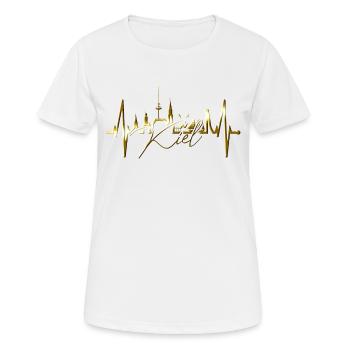 Kiel Skyline Herzschlag Fan Herz Liebe Love Kieler - Frauen T-Shirt atmungsaktiv - Weiß - Vorne - AI Model Female 172 dark (172cm)