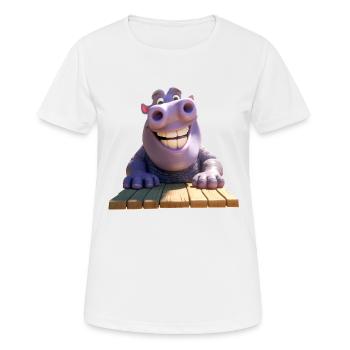 Nilpferd Flusspferd Papa Hippopotamus Cooles Hippo - Frauen T-Shirt atmungsaktiv - Weiß - Vorne - AI Model Female 172 dark (172cm)
