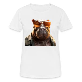 Nilpferd Flusspferd Papa Hippopotamus Cooles Hippo - Frauen T-Shirt atmungsaktiv - Weiß - Vorne - AI Model Female 172 dark (172cm)