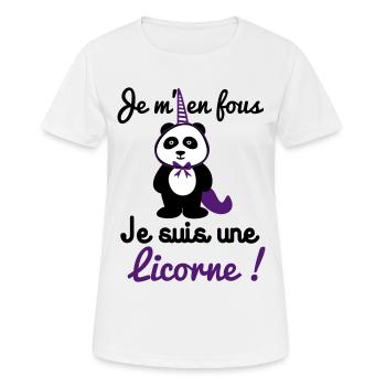 je m'e fous licorne, cadeau panda, licorne, panda - T-shirt respirant Femme - blanc - Devant - AI Model Female 172 dark (172cm)