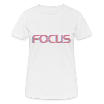 Focus Schriftzug optische Täuschung Shirt - Frauen T-Shirt atmungsaktiv - Weiß - Vorne - AI Model Female 172 dark (172cm)