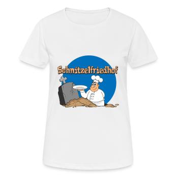 Schnitzel Essen ich hab einen Schnitzelfriedhof - Frauen T-Shirt atmungsaktiv - Weiß - Vorne - AI Model Female 172 dark (172cm)