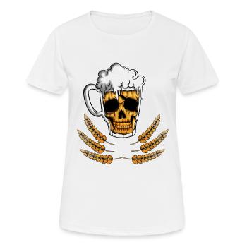 Bier Bierglas mit Schaum Skelett Schädel Gerste - Frauen T-Shirt atmungsaktiv - Weiß - Vorne - AI Model Female 172 dark (172cm)