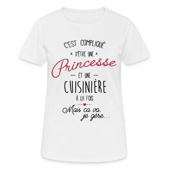 Princesse et cuisinière - T-shirt respirant Femme - blanc - Devant - AI Model Female 172 dark (172cm)