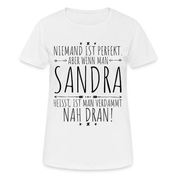 Sandra perfekt - Frauen T-Shirt atmungsaktiv - Weiß - Vorne - AI Model Female 172 dark (172cm)
