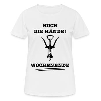 Wochenende Korkenzieher Spruch Party feiern - Frauen T-Shirt atmungsaktiv - Weiß - Vorne - AI Model Female 172 dark (172cm)