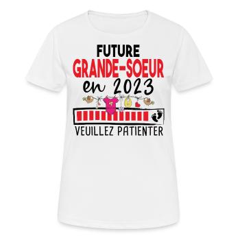 2023 Grande Sœur Sœurs Bébé Naissance Famille - T-shirt respirant Femme - blanc - Devant - AI Model Female 172 dark (172cm)