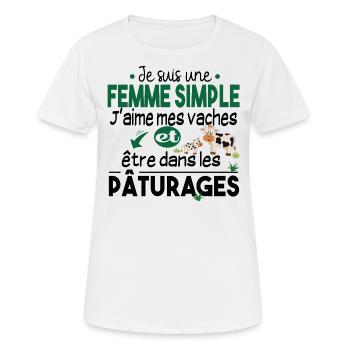 Vache Veau Animal Cadeau Femme Pâturage Fermière - T-shirt respirant Femme - blanc - Devant - AI Model Female 172 dark (172cm)