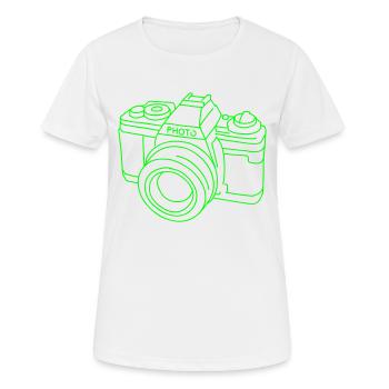 Fotoapparat - Frauen T-Shirt atmungsaktiv - Weiß - Vorne - AI Model Female 172 dark (172cm)