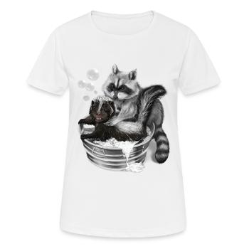 WischiWaschi - Frauen T-Shirt atmungsaktiv - Weiß - Vorne - AI Model Female 172 dark (172cm)