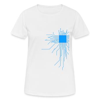 platine blau computer pc Admin Core cpu Nerd code - Frauen T-Shirt atmungsaktiv - Weiß - Vorne - AI Model Female 172 dark (172cm)