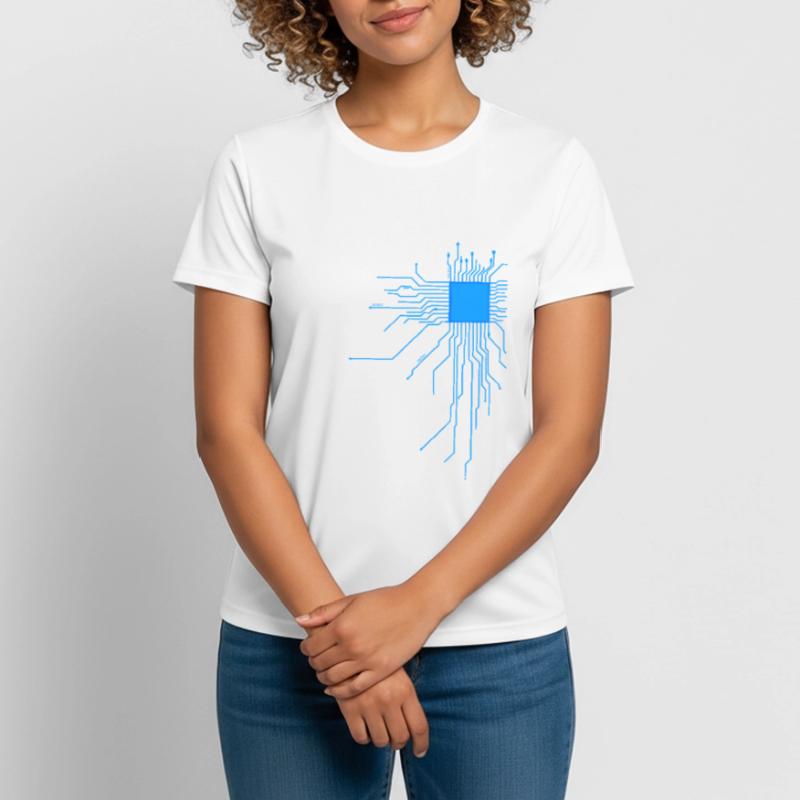 carte bleu ordinateur pc admin core cpu code nerd T-shirt respirant Femme