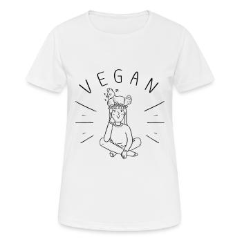 vegan girl chicken vegan woman - Women's Breathable T-Shirt - white - Front - AI Model Female 172 dark (172cm)