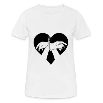 Mains de coeur menottées - T-shirt respirant Femme - blanc - Devant - AI Model Female 172 dark (172cm)