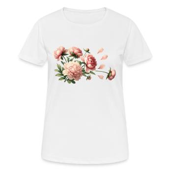 Romantische rosa Pfingstrosen - Frauen T-Shirt atmungsaktiv - Weiß - Vorne - AI Model Female 172 dark (172cm)