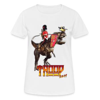 Coldstream Guards, Riding a T-Rex, Troop 2049 - Women's Breathable T-Shirt - white - Front - AI Model Female 172 dark (172cm)