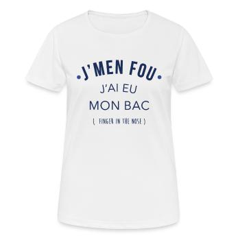 J'ai eu mon bac - T-shirt respirant Femme - blanc - Devant - AI Model Female 172 dark (172cm)
