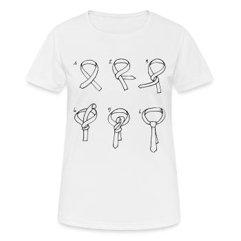 Wie man einen Krawattenknoten macht - Frauen T-Shirt atmungsaktiv - Weiß - Vorne - AI Model Female 172 dark (172cm)