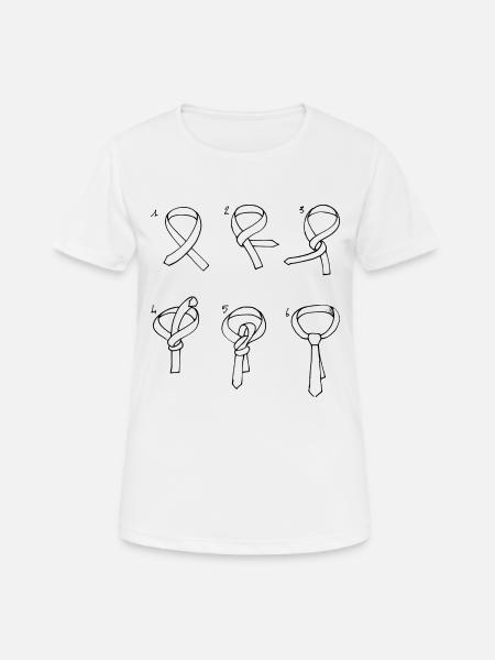 Wie man einen Krawattenknoten macht - Frauen T-Shirt atmungsaktiv - Weiß