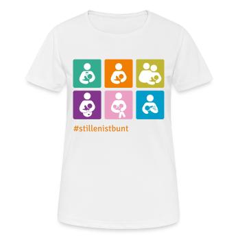 Piktogramme Buntstillen 2023 NEU ohneLogo - Frauen T-Shirt atmungsaktiv - Weiß - Vorne - AI Model Female 172 dark (172cm)